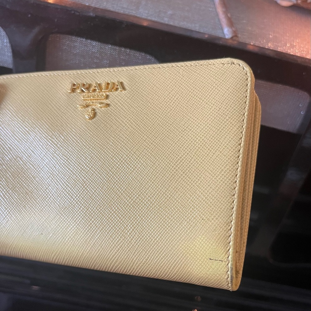 Prada Yellow Saffiano Leather Wallet with Gold Logo - Picture 6 of 16